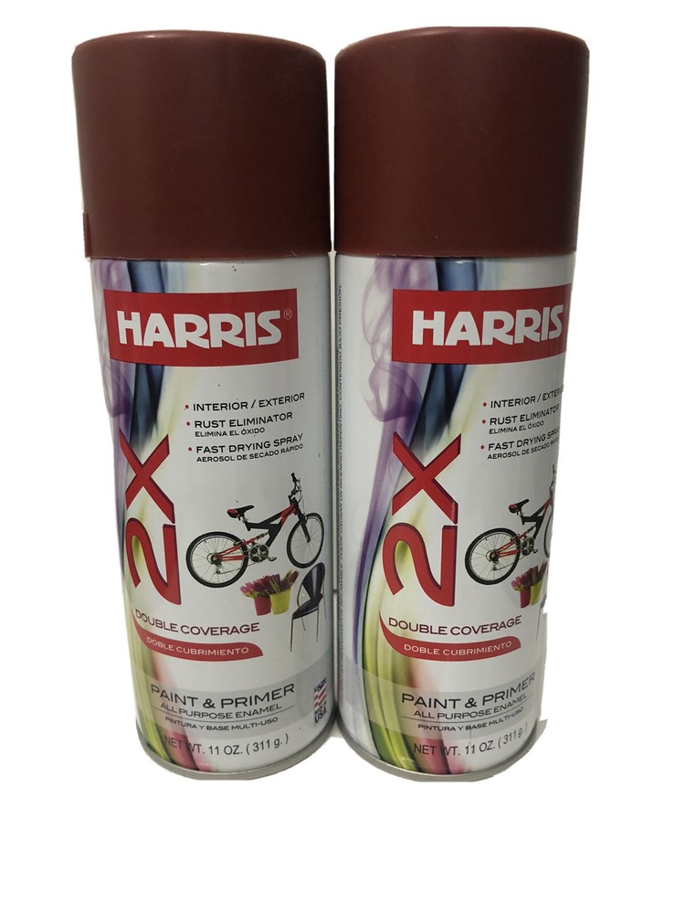 RED Paint & PRIMER Harris 2x Double Coverage  11oz Rust Eliminator 2 Bottle