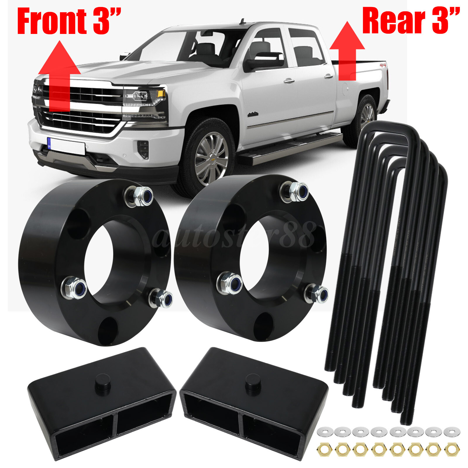 3" Front +3" Rear Leveling lift kit Fit For 2007-2024 Chevy Silverado GMC Sierra