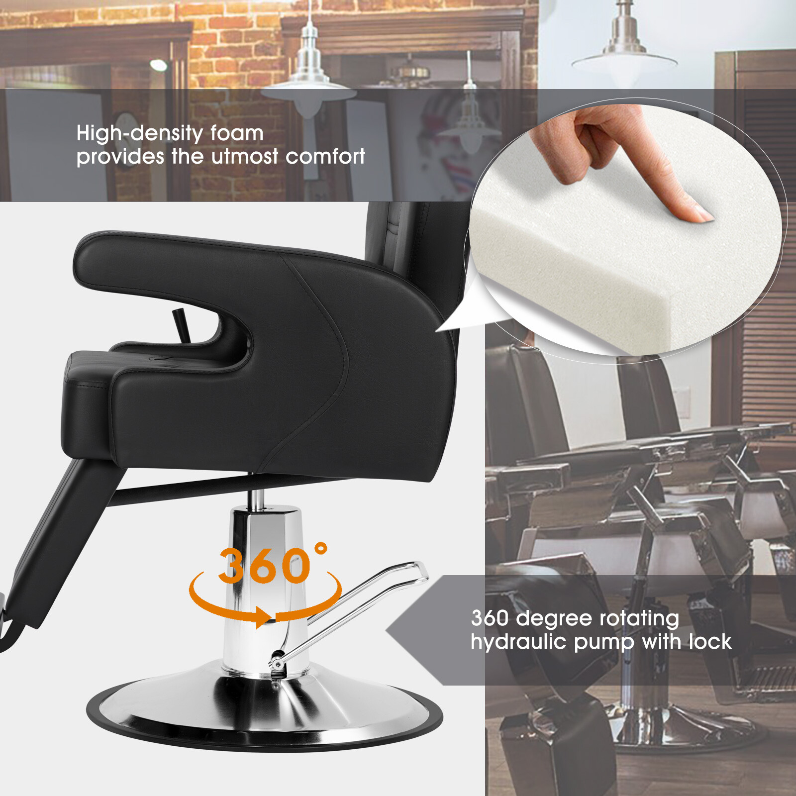 Artist hand Barber Chair Heavy Duty Recline Hydraulic Salon Spa Beauty Equipment