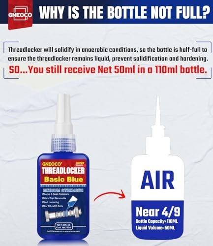 Threadlocker Blue Medium Strength Thread Lock for Nuts Bolts Fasteners