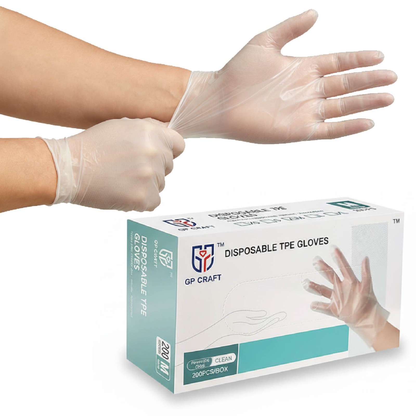 M / L Size Clear TPE Food Service Disposable Gloves Powder Free 200 400pcs