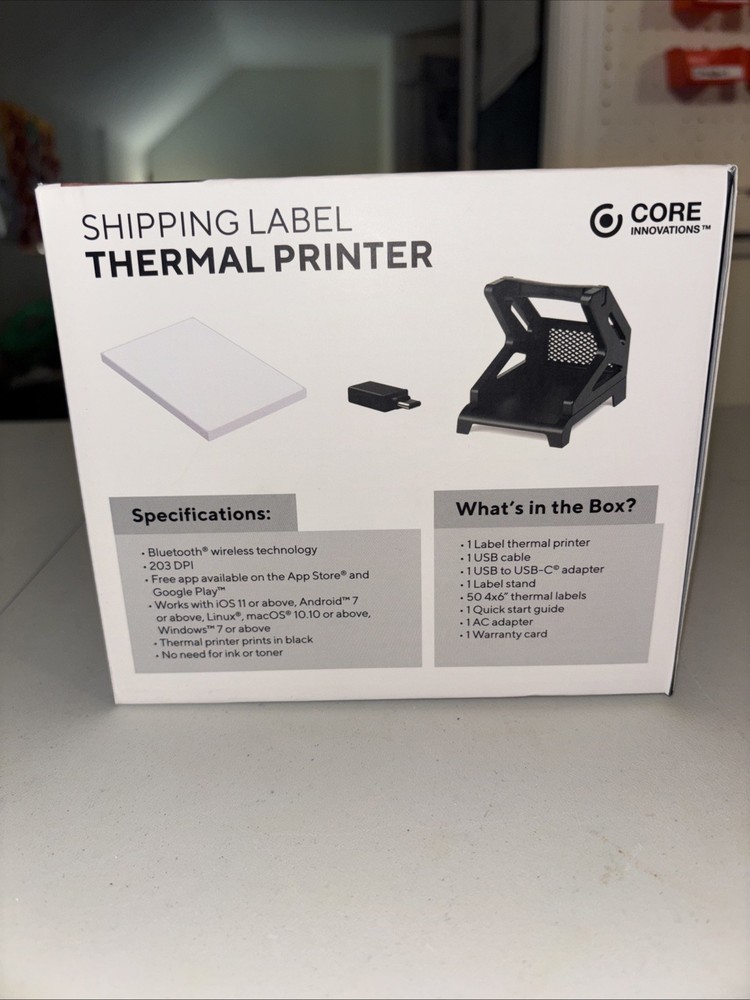 Core Innovations CPS550 Bluetooth Thermal 4x6 Shipping Label Printer