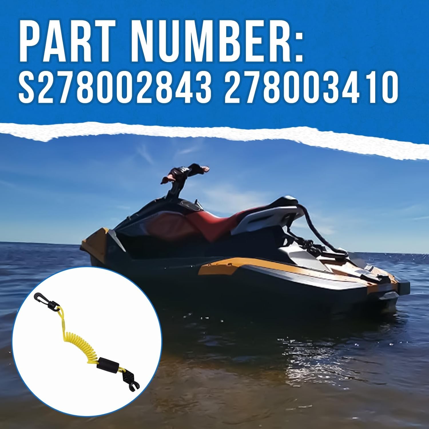 S278002843 278003410 Safety Lanyard Tether Key For 2014-2024 SeaDoo Spark 900
