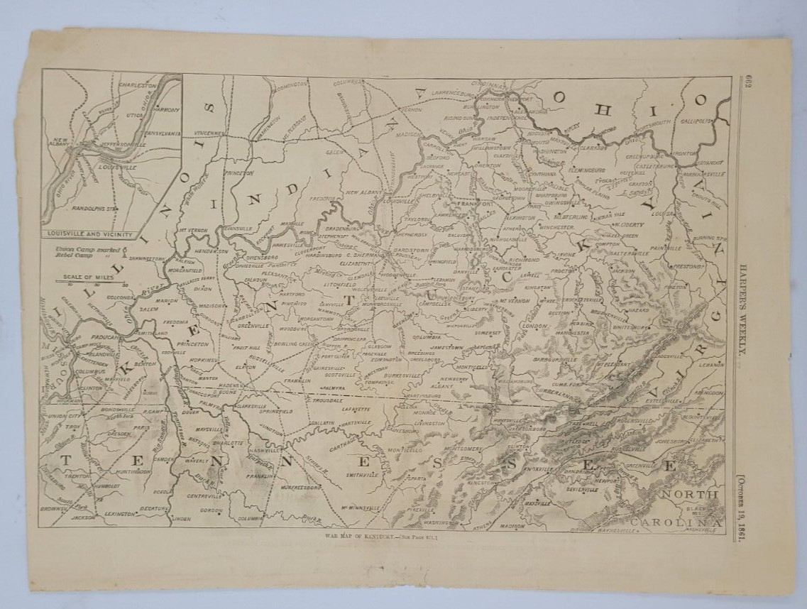 War Map of Kentucky  1861  detailed Civil War Map