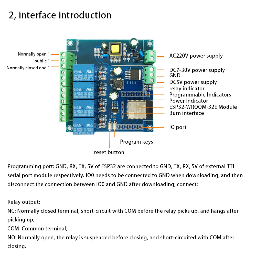 AC/DC ESP32 WIFI Bluetooth 4CH Relay Module ESP32- Development board