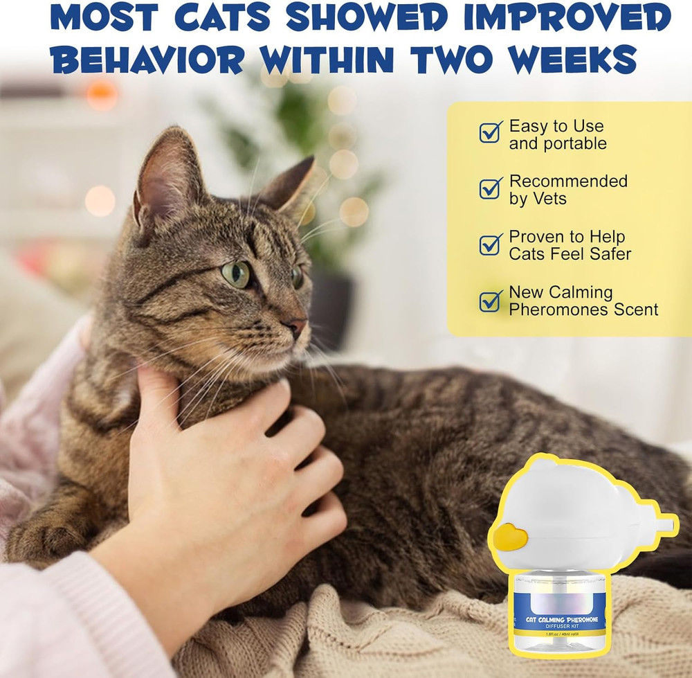 Cat Calming Diffuser Kit 30 Days, Cat Pheromones Calming Diffuser Effectively Re