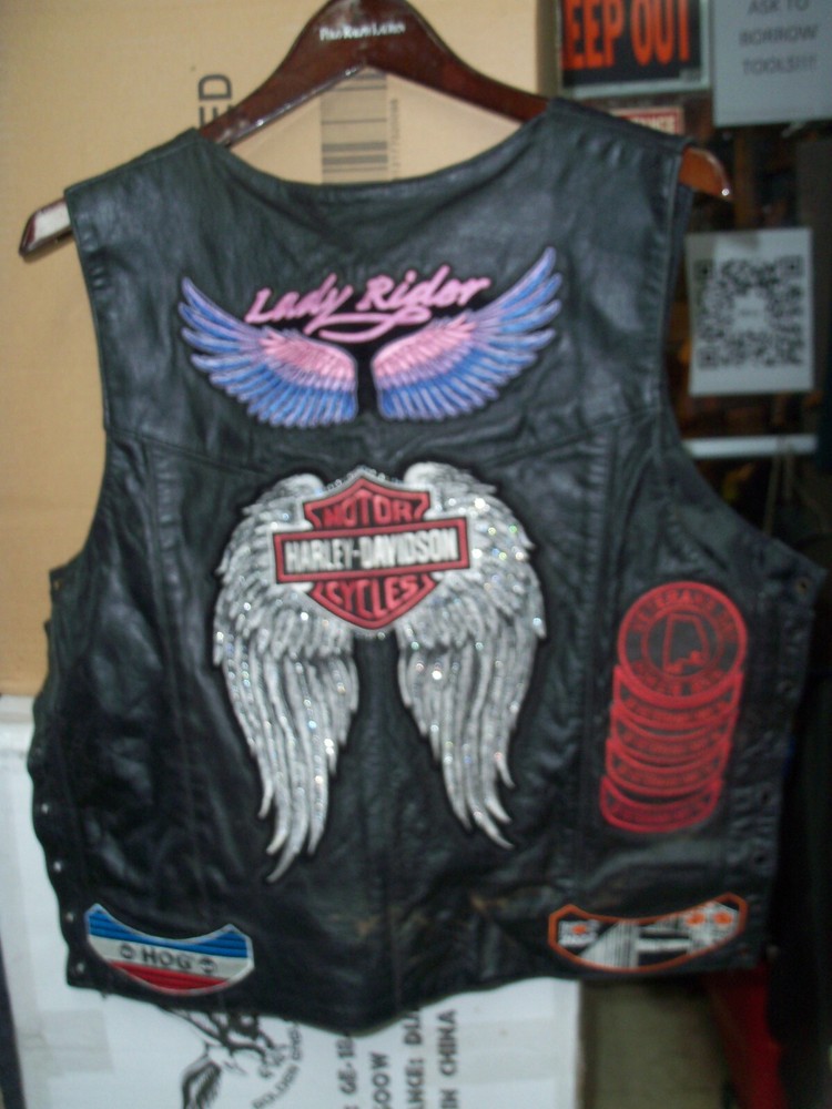 VEST, LADIES, MOTORCYCLE, LEATHER (LARGE)