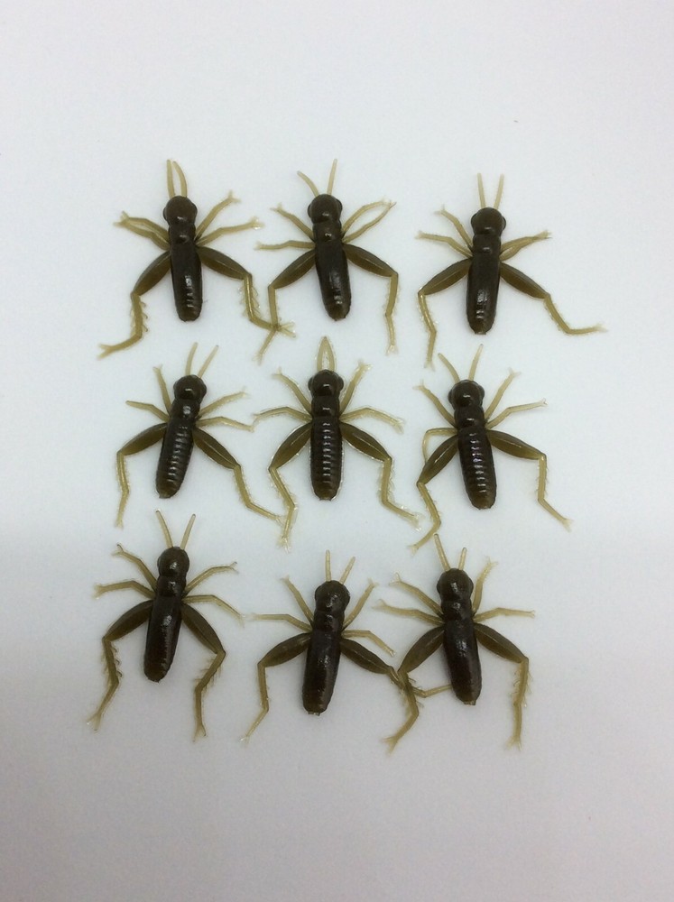 Grasshoppers, 1-1/2" Green Pumpkin, Solid Head / Body Only, 9/Pack