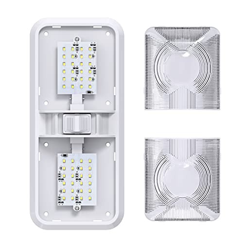 5 Pack RV LED Ceiling Double Dome Light Fixture with ON/Off Switch Interior