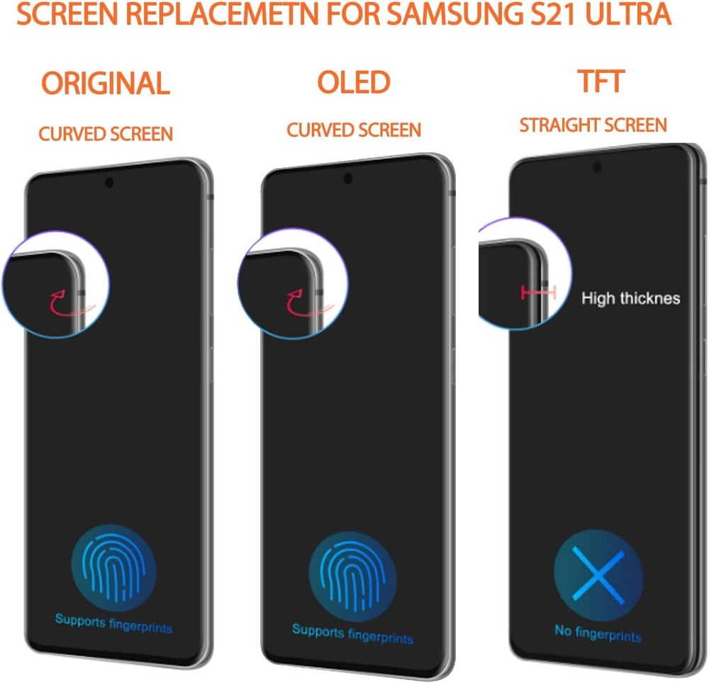 For Samsung Galaxy S21 Ultra OLED Display LCD Touch Screen Replacement + Frame