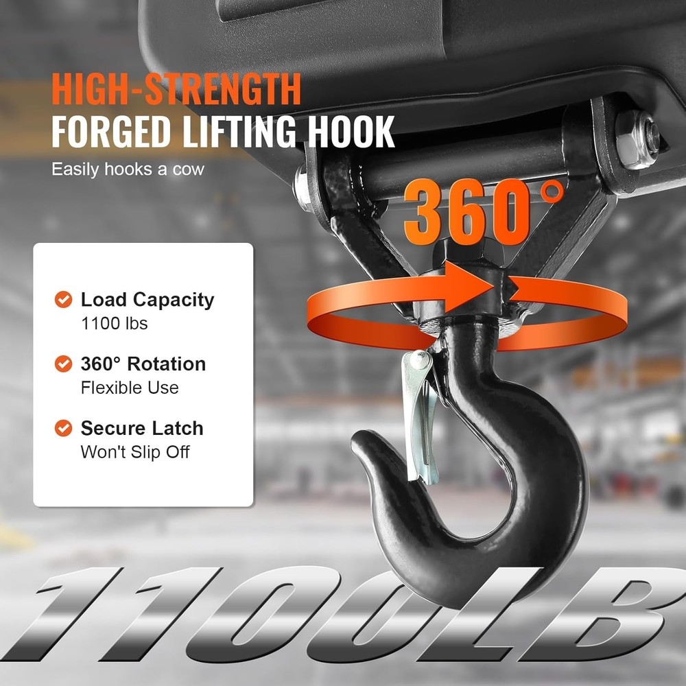 Versatile 1100 lbs Electric Hoist Winch - 3 Control Modes & Overload Protection