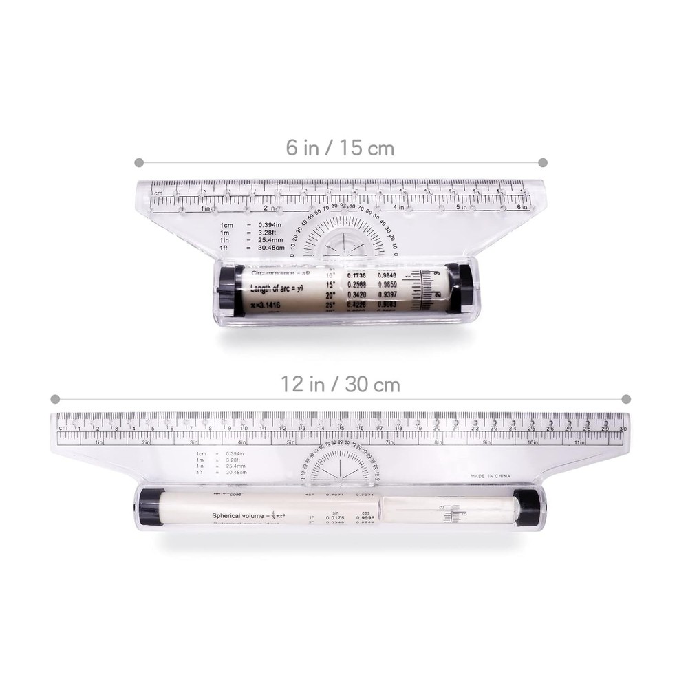 2 Pcs Plastic Measuring Rolling Ruler, Drawing Design Ruler for Measuring, Draft