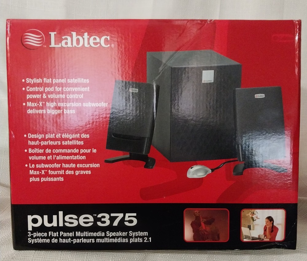 Logitech, Labtec Pulse 375, 3- piece Multimedia speaker System 970103-0403 NIB