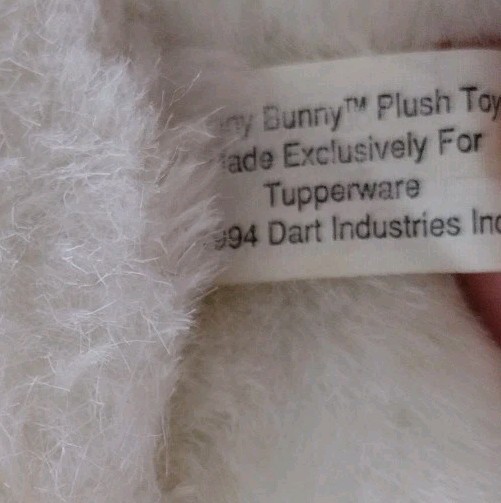 Vintage 1994 TUPPERWARE White SUNNY BUNNY Rabbit 11" Puppet Plush Spring Easter