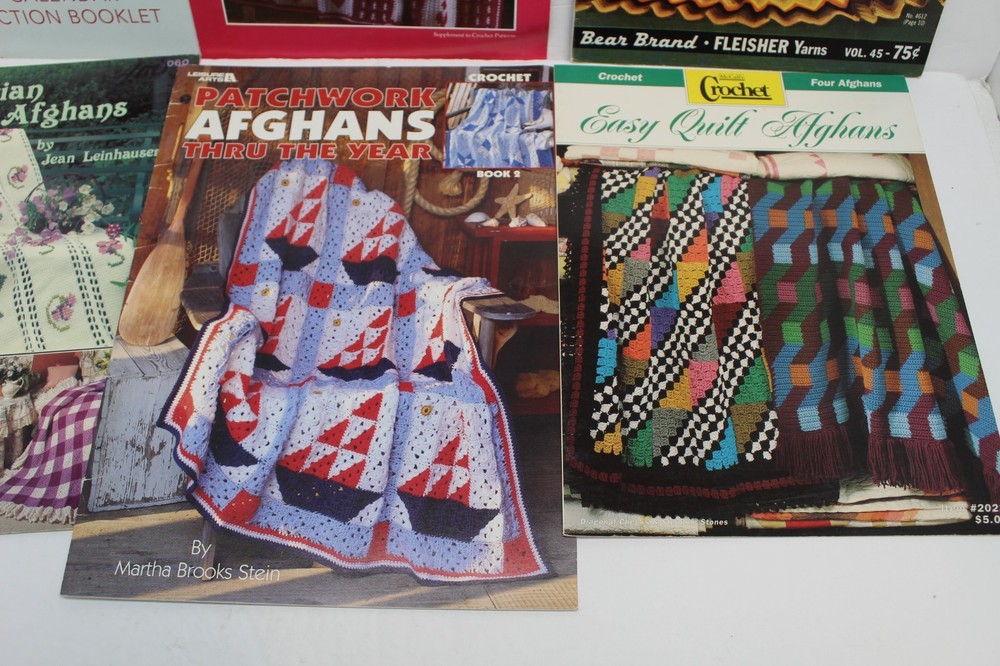 7 pc Lot Afghan Crochet Pattern Booklets