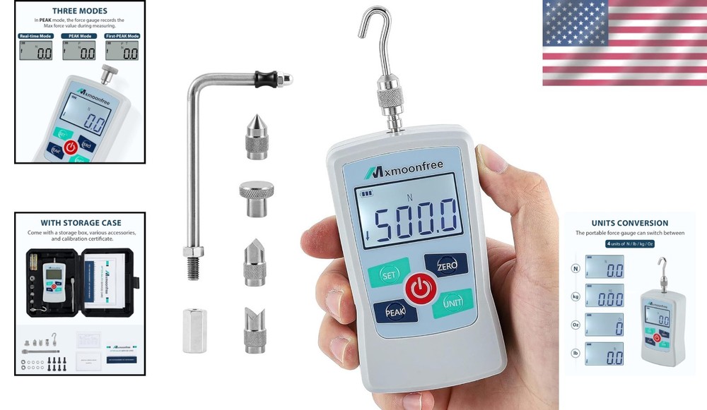 Professional 500N Force Gauge Push Pull Tester - Peak, Auto-Off, Storage Case