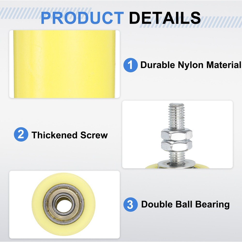 2Pcs Slide Gate Guide Roller, 1-5/8"x2" Nylon Sliding Gate Support, Yellow
