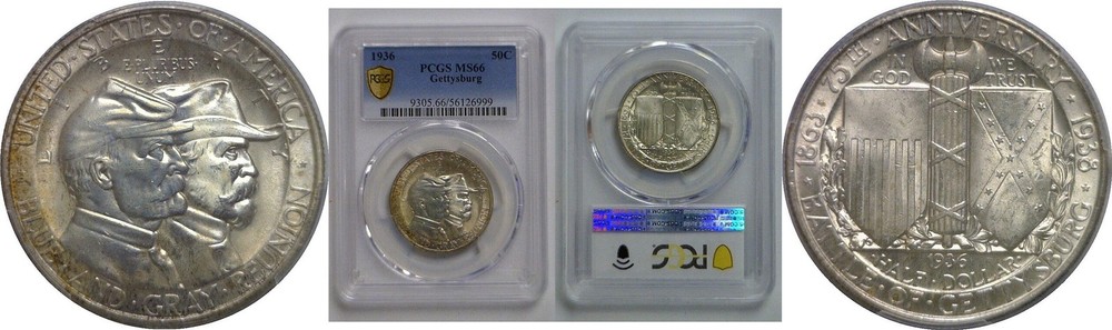 1936 Gettysburg Commemorative Half Dollar   PCGS MS-66