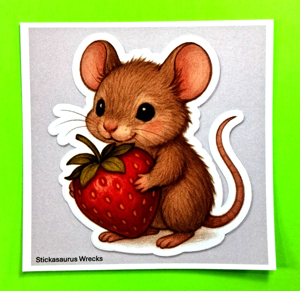Cute Mouse & Strawberry Sticker Sheet