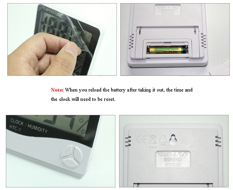 Digital LCD Hygrometer Temperature Humidity Meter Alarm Clock