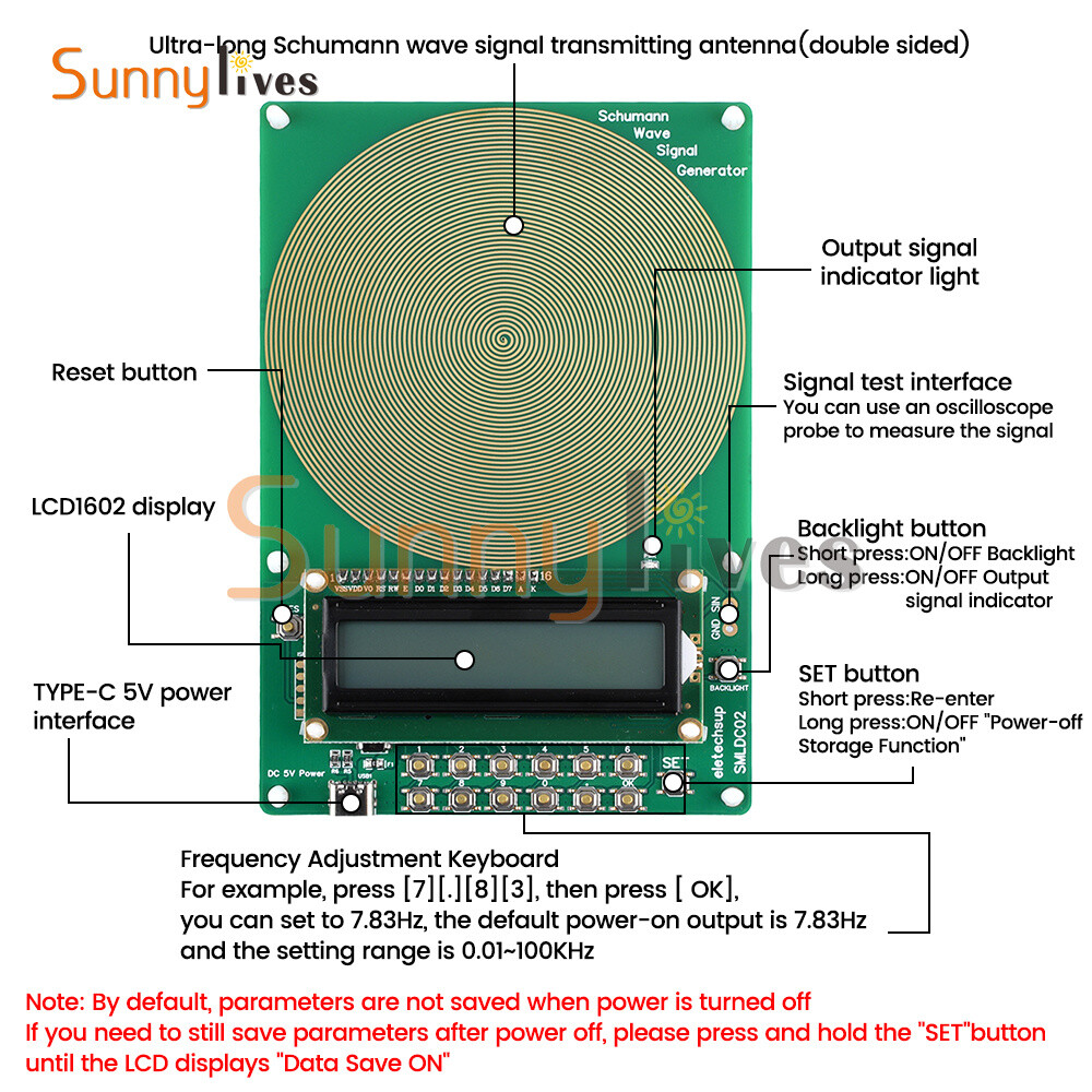 Schumann Wave Generator Pulse Sine Frequency +3.5MM Audio Output Connector +Case