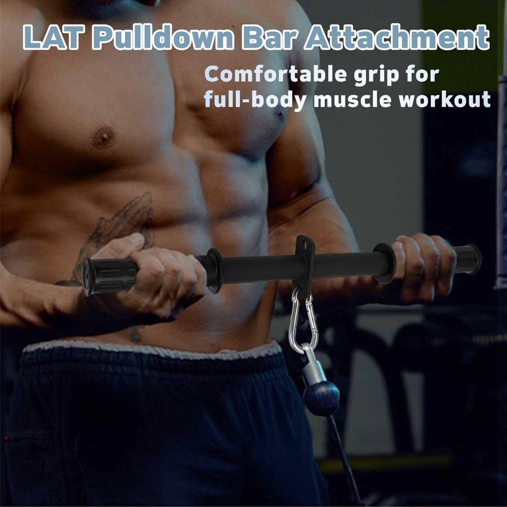 LAT Pulldown Bar Attachment Triceps Straight Press Down Curl Home Gym Cable
