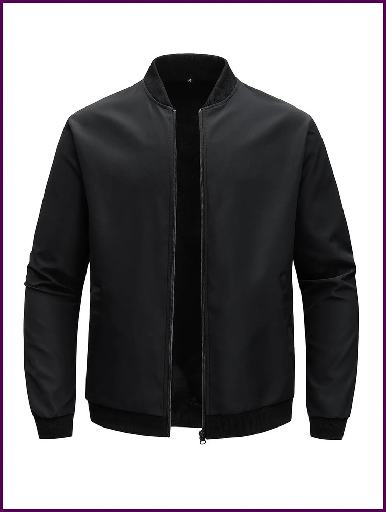 2025 Spring and Autumn New Baseball Collar Short Loose Solid Color Jacket Men's