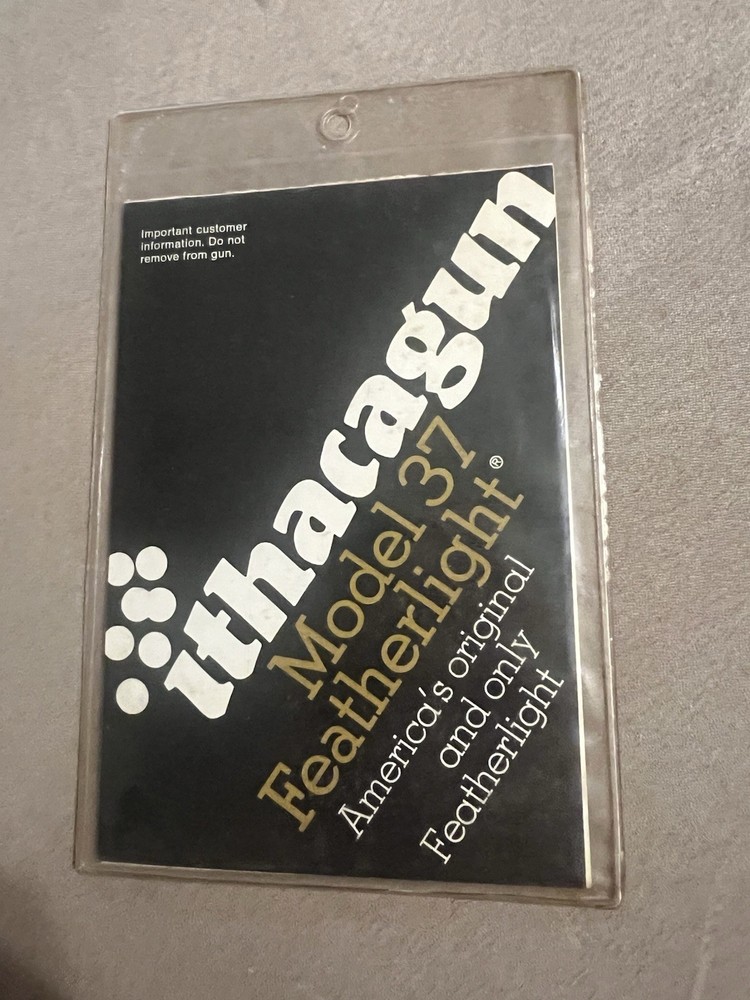 Factory Ithacagun Model 37 Featherlight Manual + Original Plastic Holder Ithaca