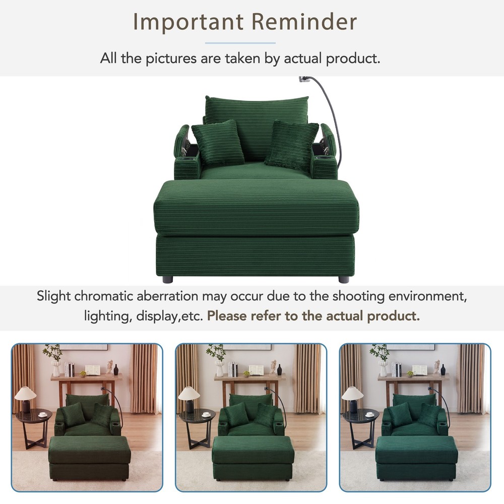 41.7" Modern Style Single Sofa Sofa Couch with Storage Space, A Movable Ottoman