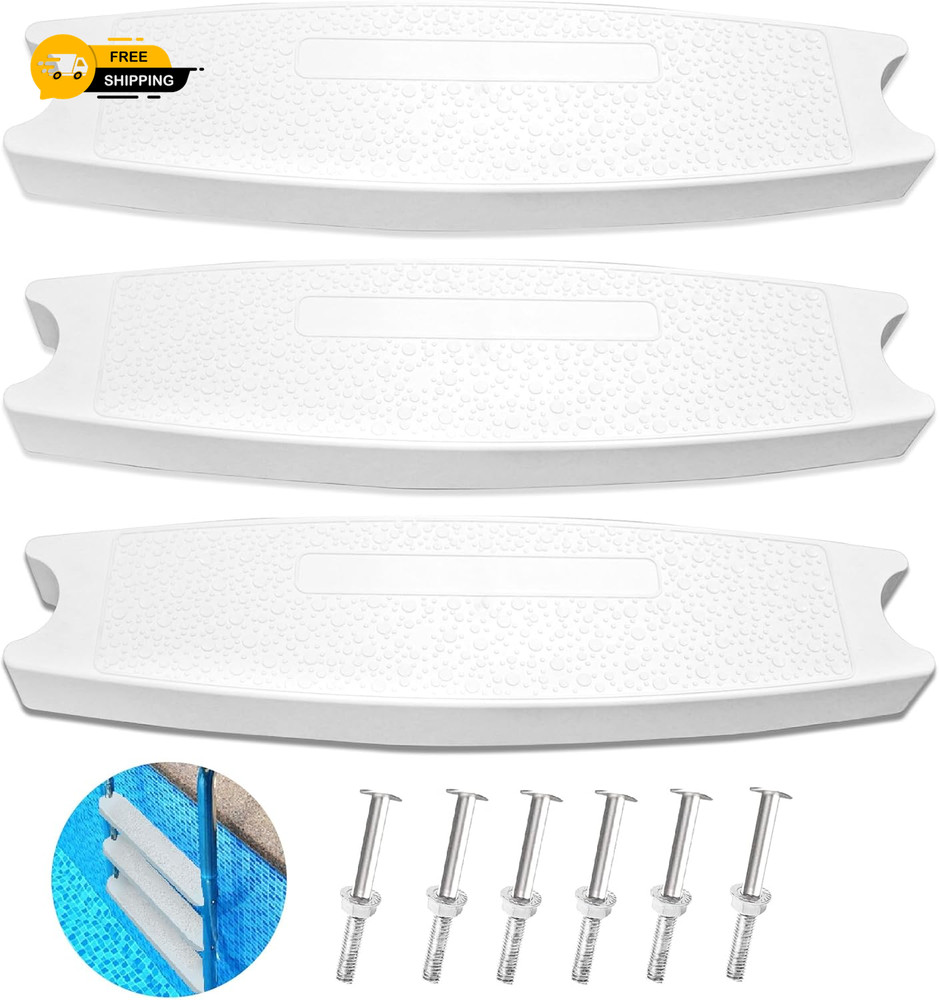3-Pack 18" Universal Pool Ladder Steps Replacement,Heavy-Duty Molded Plastic ...