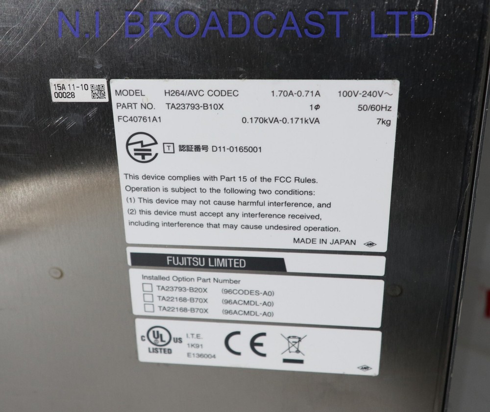 Fujitsu ip-9610 dual encoder (2x encoder cards installed, HDSDI h.264 etc)