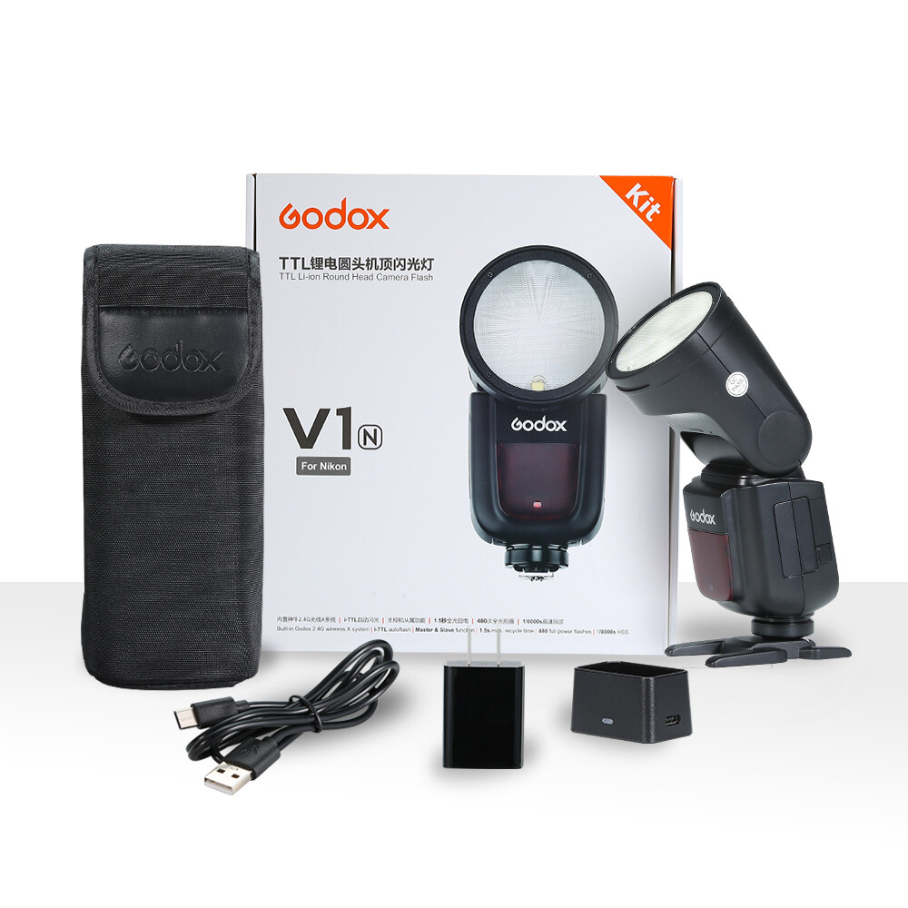 US Godox V1N V1-N 2.4G TTL HSS Round Head Camera Flash Light Speedlite For Nikon