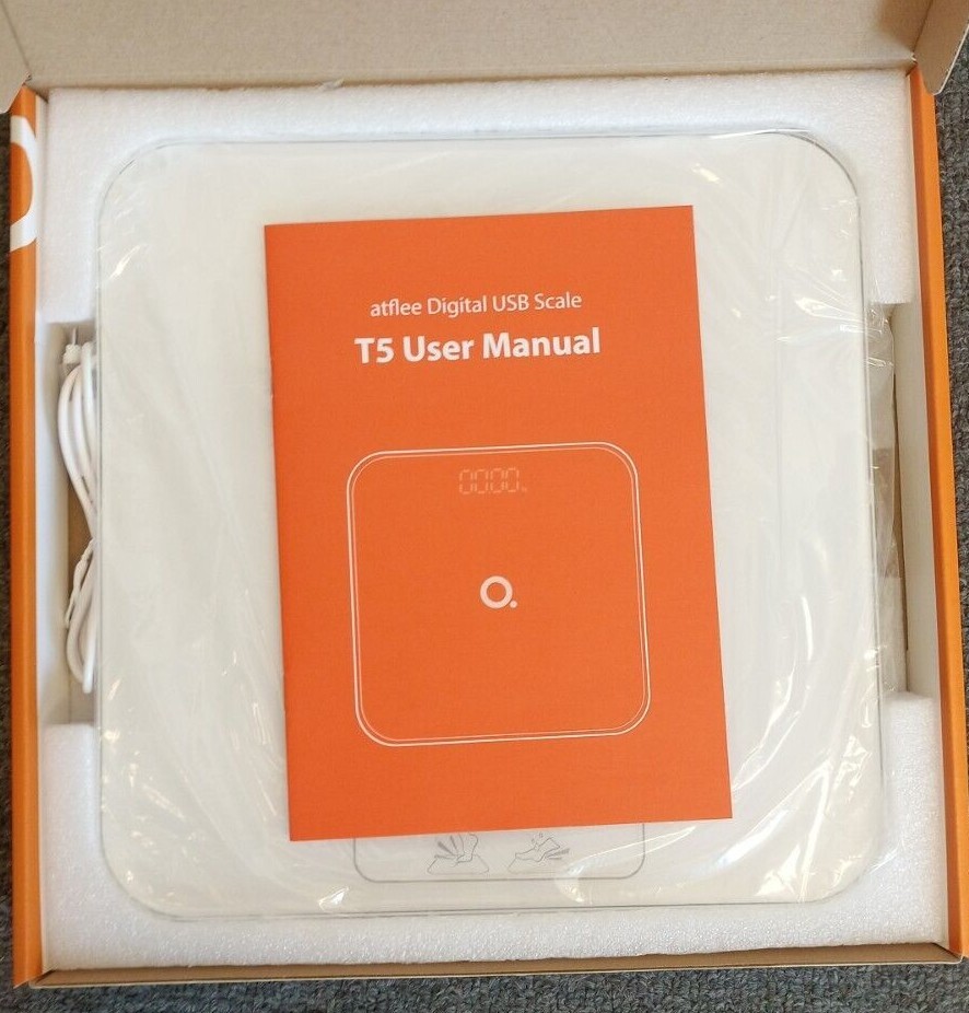 atflee Rechargeable Digital Scale Scale T5 With Micro USB Cable - White