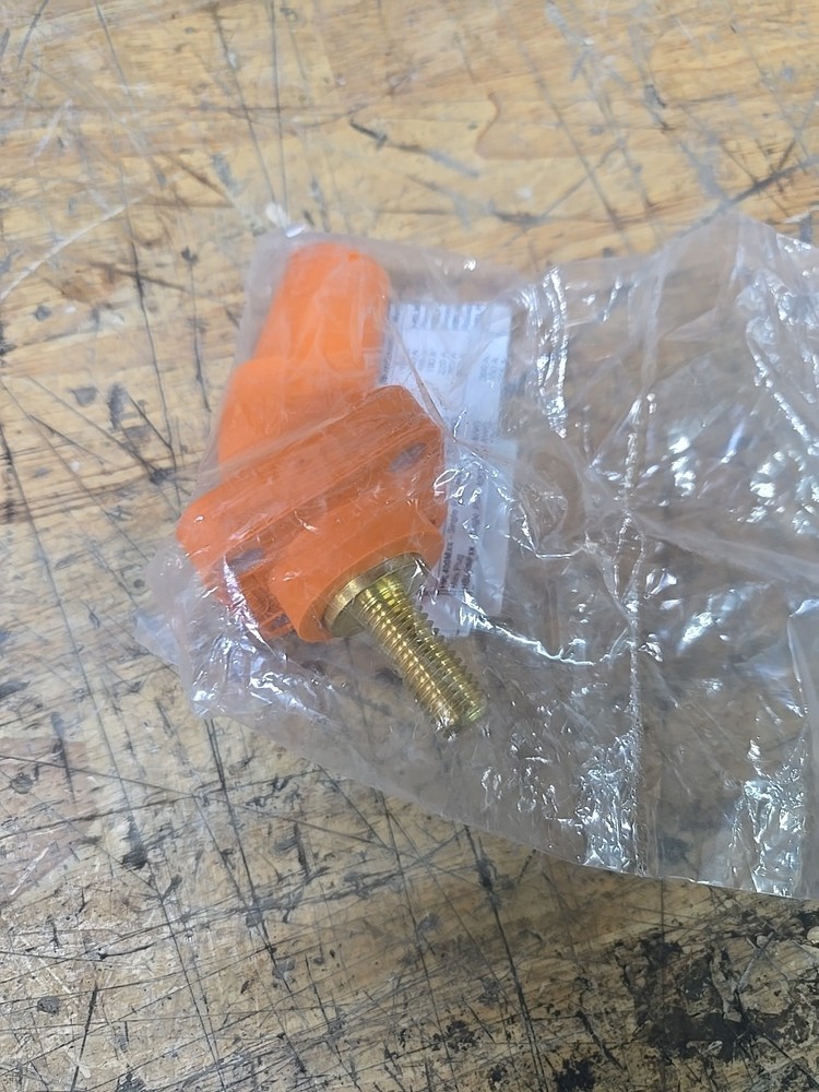 Hubbell Single Pole Receptacle Angled Threaded Stud Orange HBLFRASO