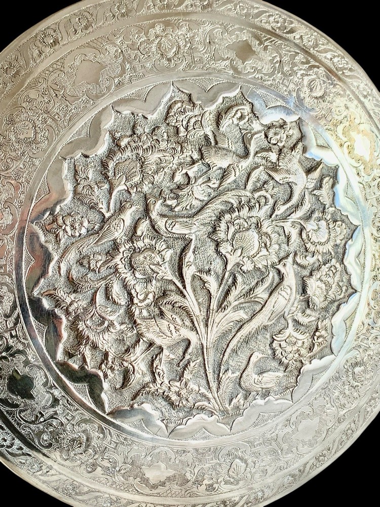 Antique Islamic Perisan Solid Silver 84 Box Engraved Galamzani Signed