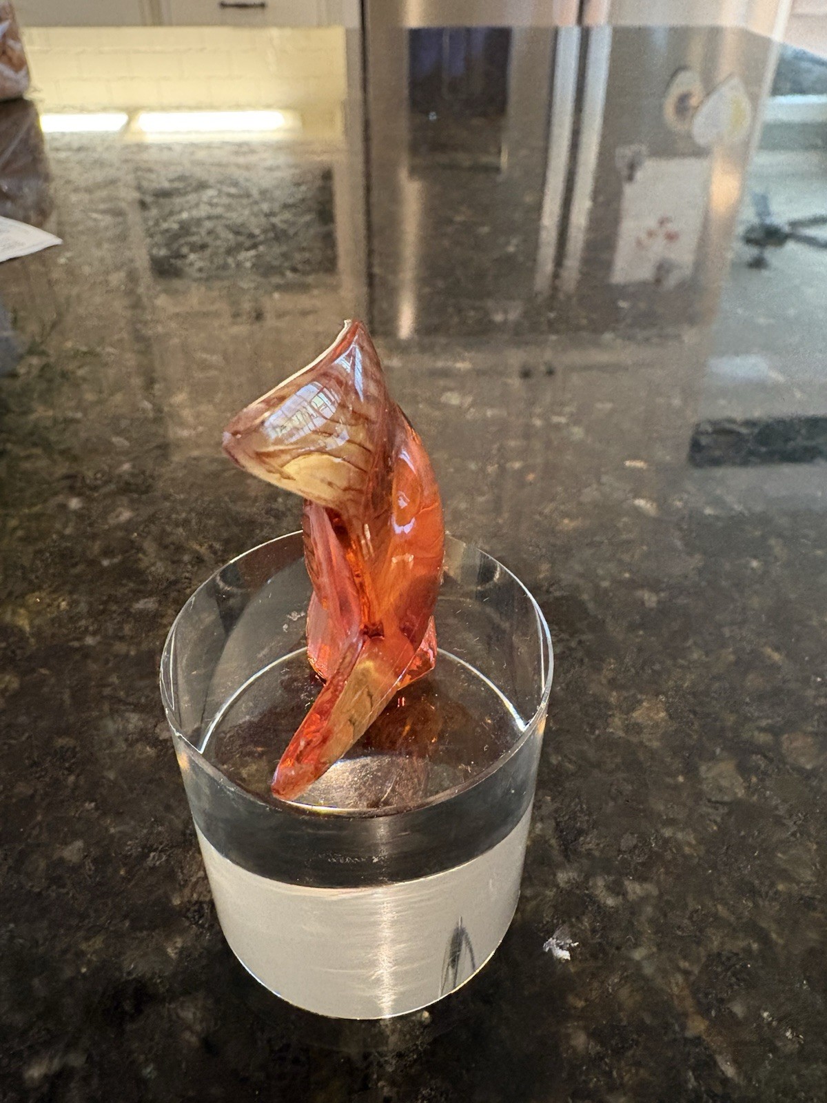 Lalique Amber Crystal Fish On 2” Unattached Pedestal