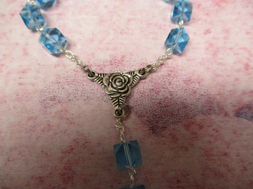 8 mm Light Blue glass bead - Saint. Raphael the Archangel Chaplet