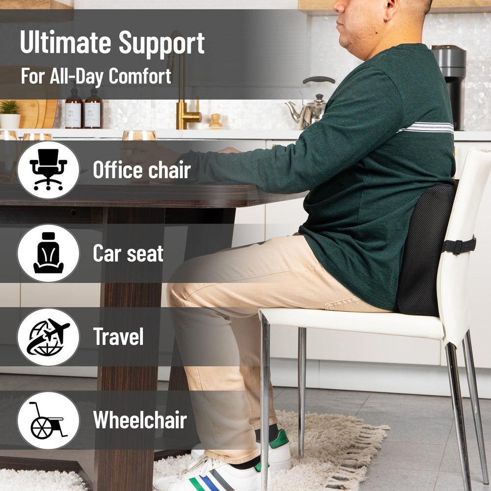 Mind Reader Lumbar Support Pillow with Air-Cloud Technology, Office Chair Bac...