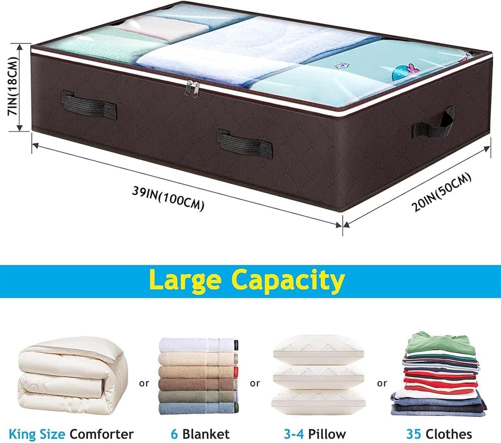 6 Pack 90L Under bed Storage Containers Organizer Large Capacity Underbed