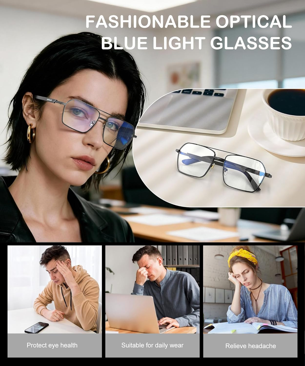 ANYLUV Blue Light Glasses Men/Women, Blue Light Blocking Glasses, Computer Scree