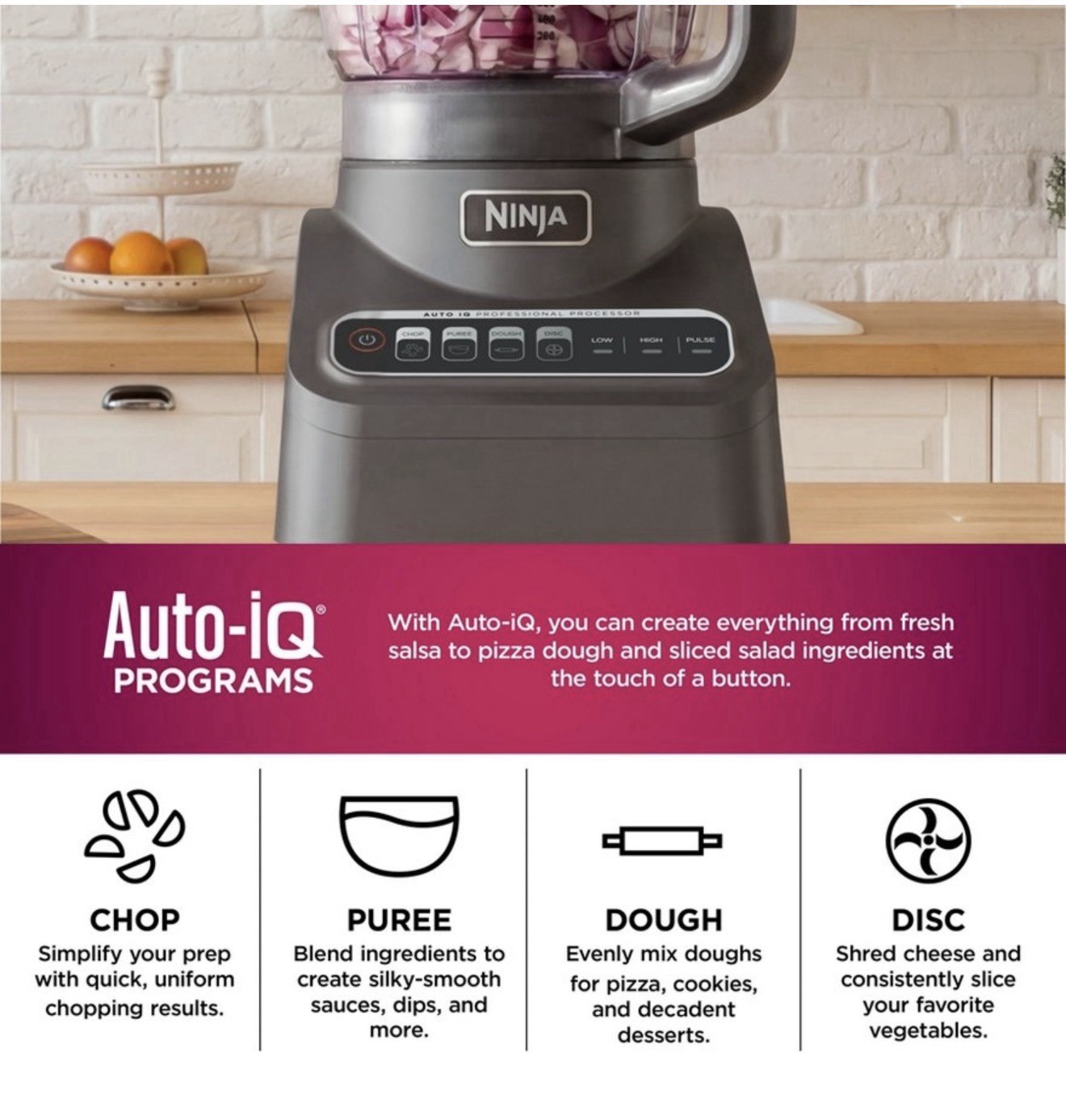 Ninja Professional XL Food Processor 1200W Auto-iQ 12 Cup Chop Slice Shred