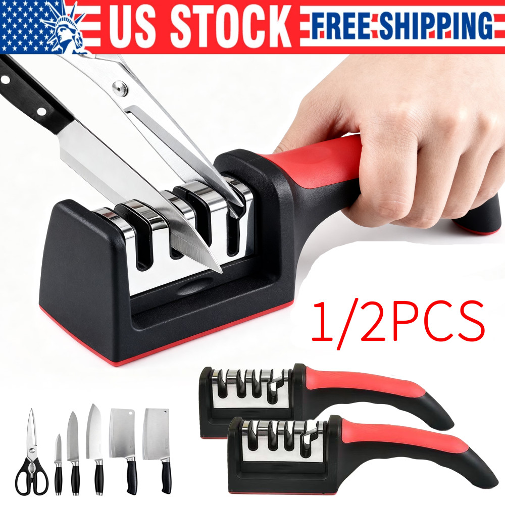Knife Sharpener Professional Ceramic Tungsten Kitchen Sharpening System 4 Stage