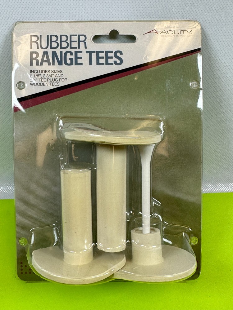 Three Rubber Range Golf Tees by Acuity NEW in Original Packaging