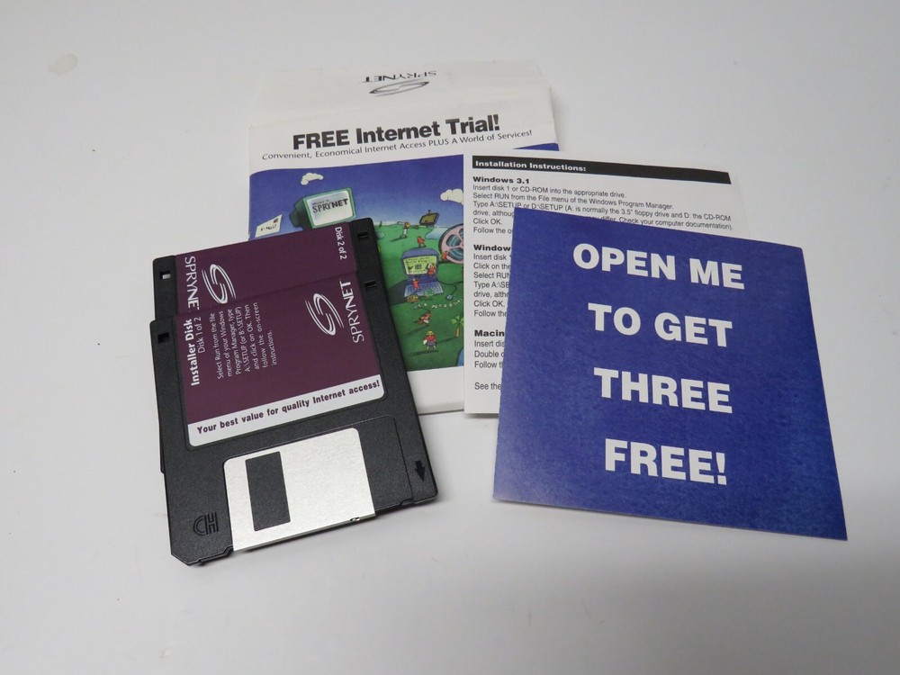 Sprynet Free Internet Trial 3.5" floppy Circa 1996 retro PC computer