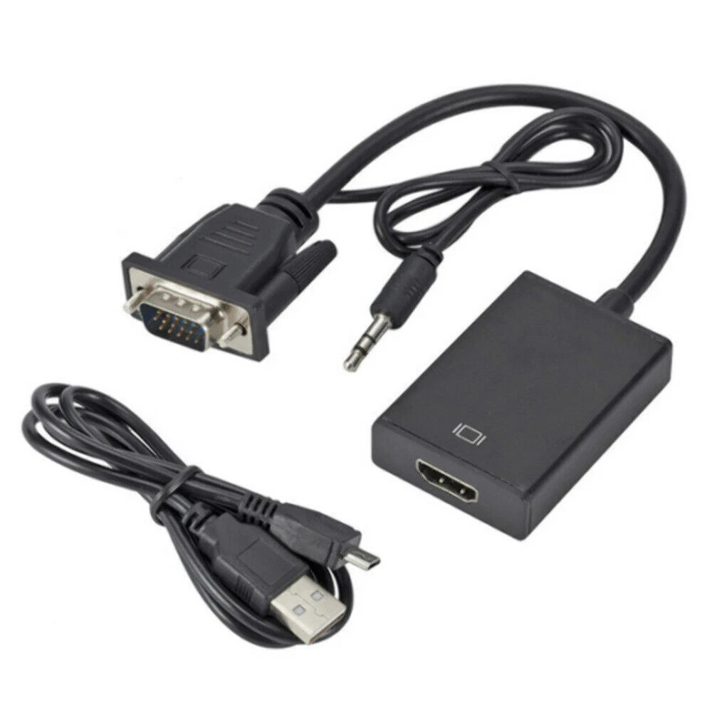 LOT VGA To HDMI Converter 1080P HD Adapter With Audio Cable For HDTV PC Laptop