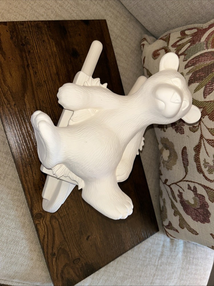 Ceramic Bear In A Wagon Ready To Paint Two Piece, Ceramic Bisque