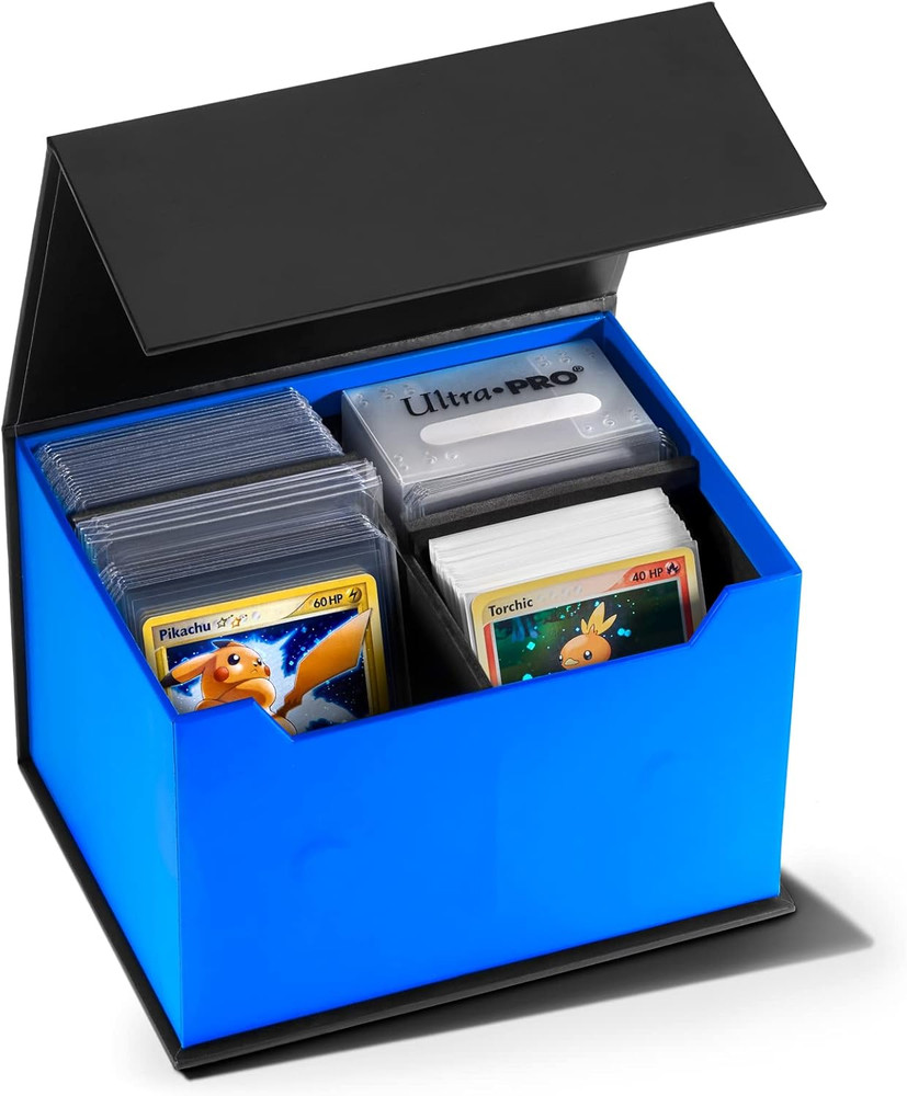 Toploader Trading Card Storage Case | 2 Row Magnetic Flip Box W/Adjustable Divid