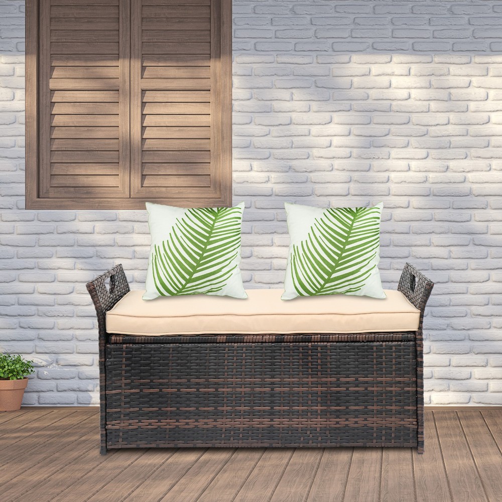 106*52*46cm Iron Frame Can Accommodate Brown Gradient Footstool Rattan Locker