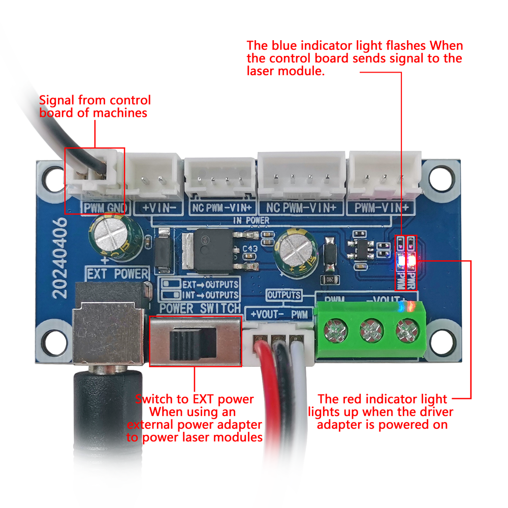 20W 40W 80W Laser Interface Driver Adapter Board for CNC Engraver Cutter Module