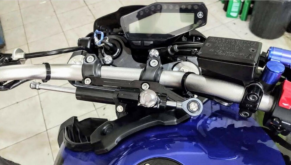 Green+Black Adjustable Steering Damper Stabilizer Linear Shock 255mm Motorcycle